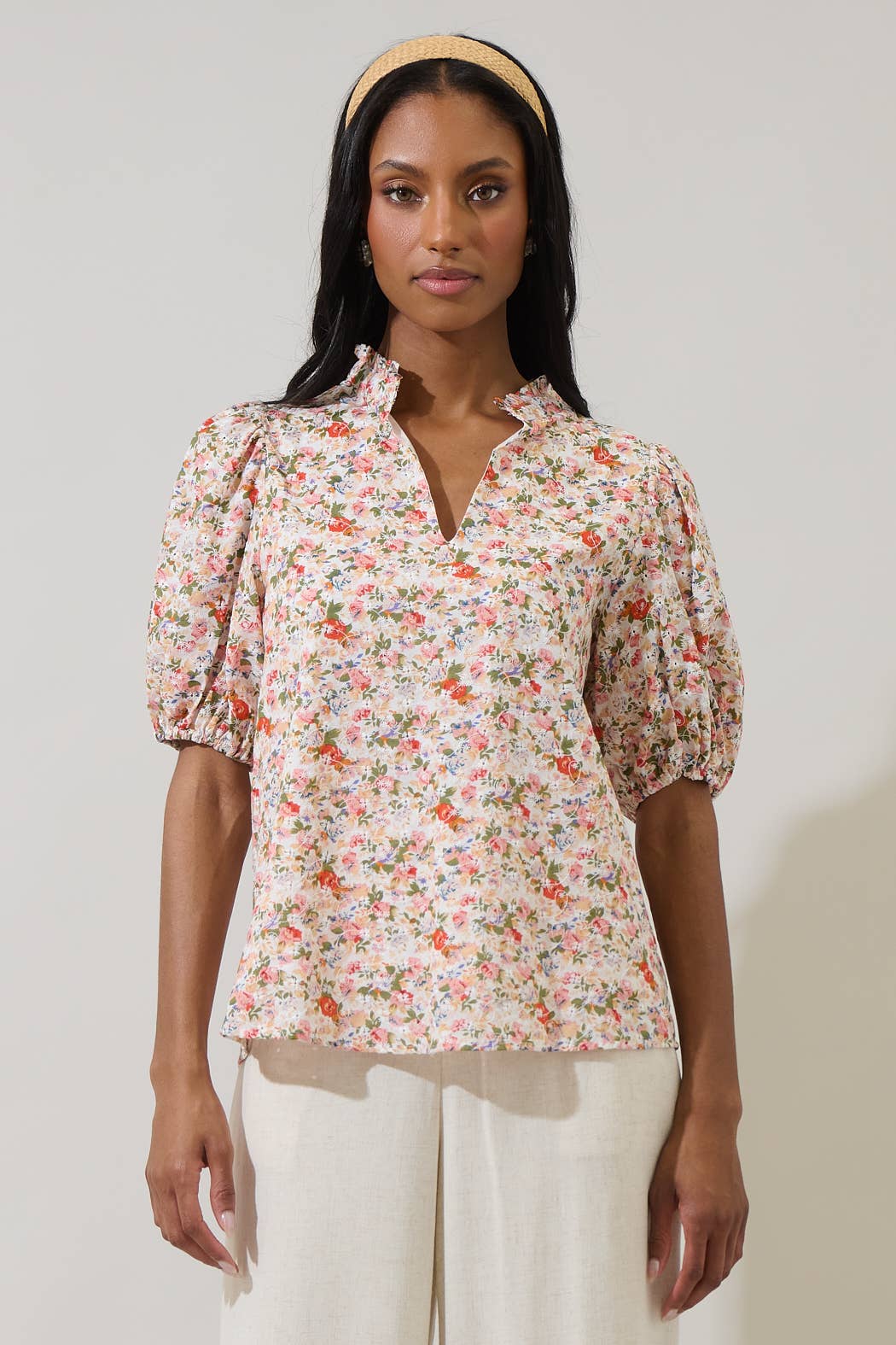 Rayden Floral Split Neck Top