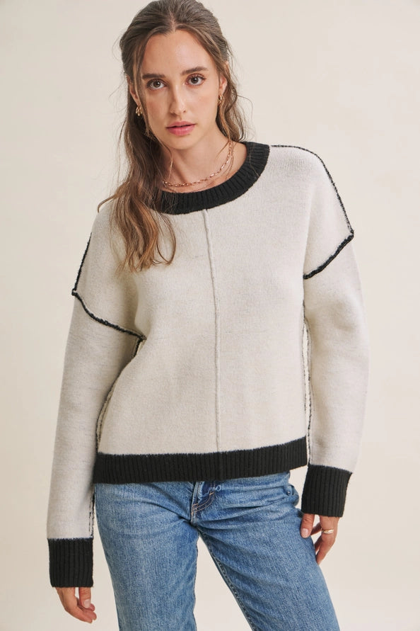 The Melinda Contrast Exposed Seam Sweater