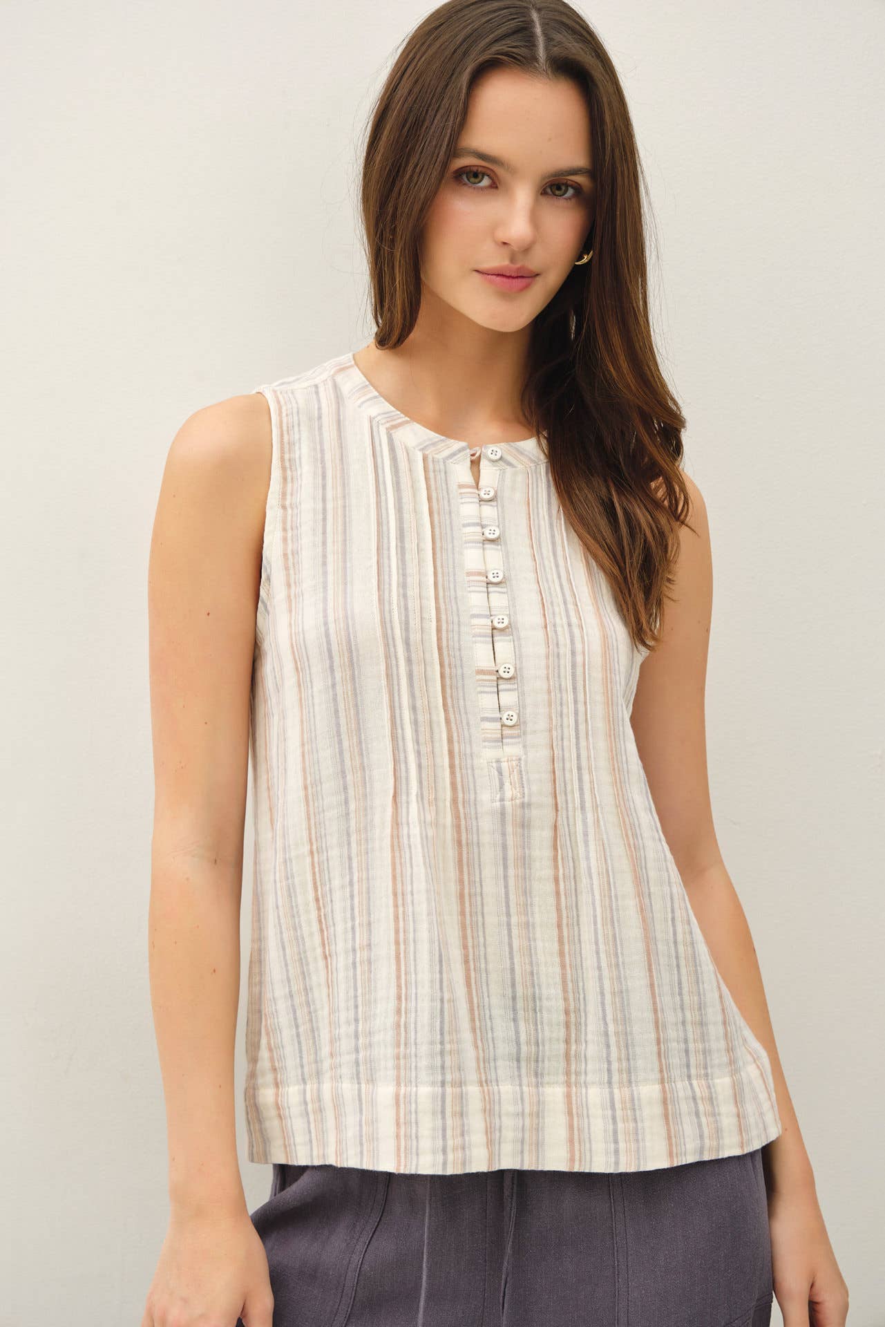 The Addison Striped Gauze Woven Top