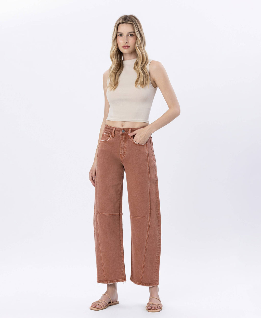 Copper High Rise Barrel Jeans