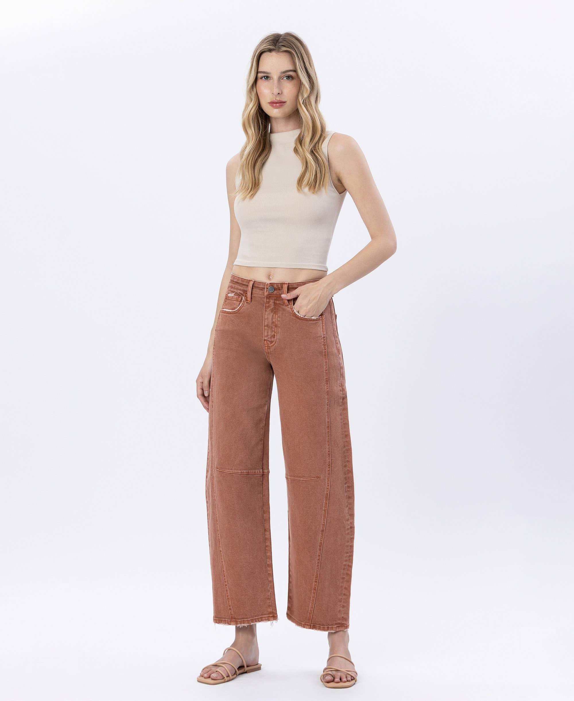Copper High Rise Barrel Jeans