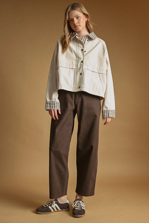 The Denise Gingham Collared Twill Jacket
