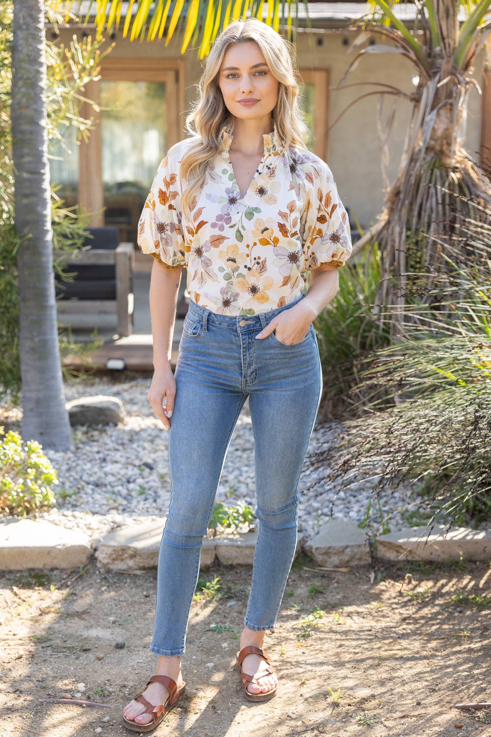 The Claire SS Smocked Neck Top