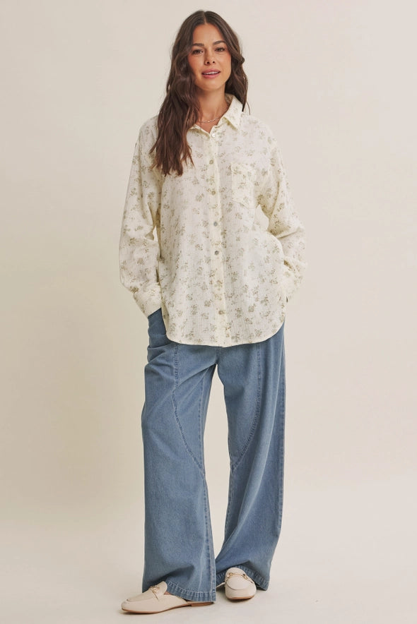 The Stella Floral Print Cotton Gauze Top