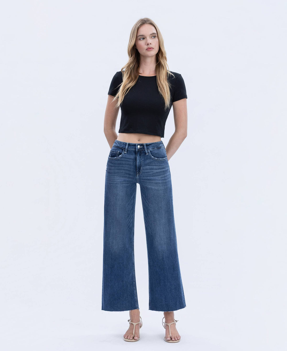 Interlude High Rise Raw Hem Wide Leg