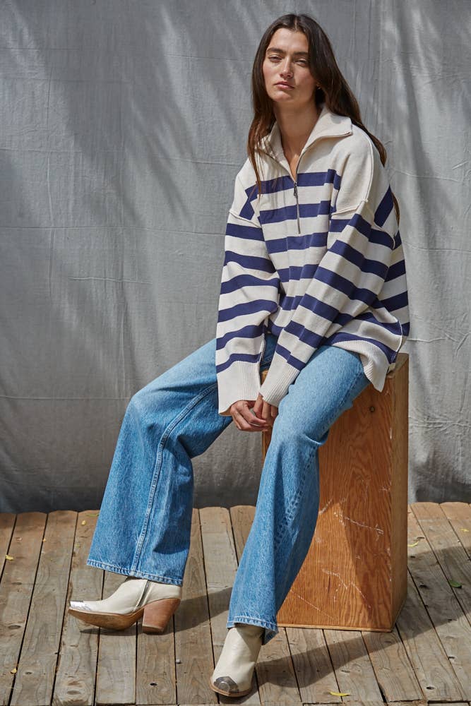 The Rose Front Quarter Zipper Mock Neck Sweater