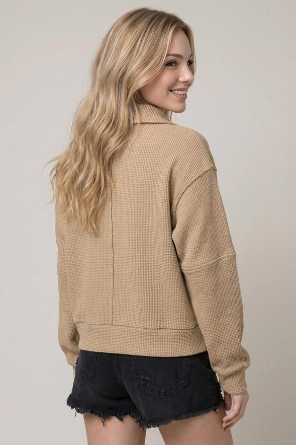 The Stevie Waffle Textured Half-Zip Sweatshirt