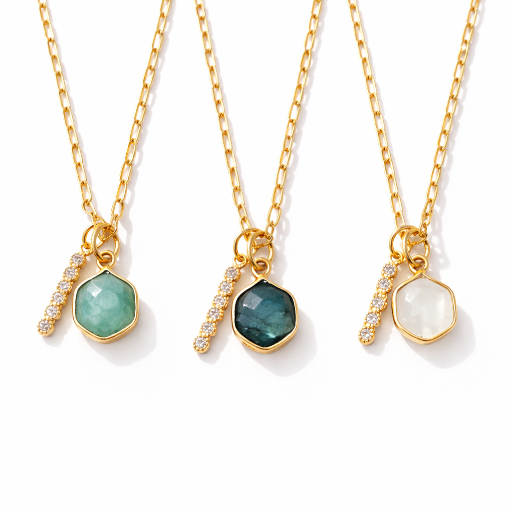 Oasis Stone Duo Drop Necklace