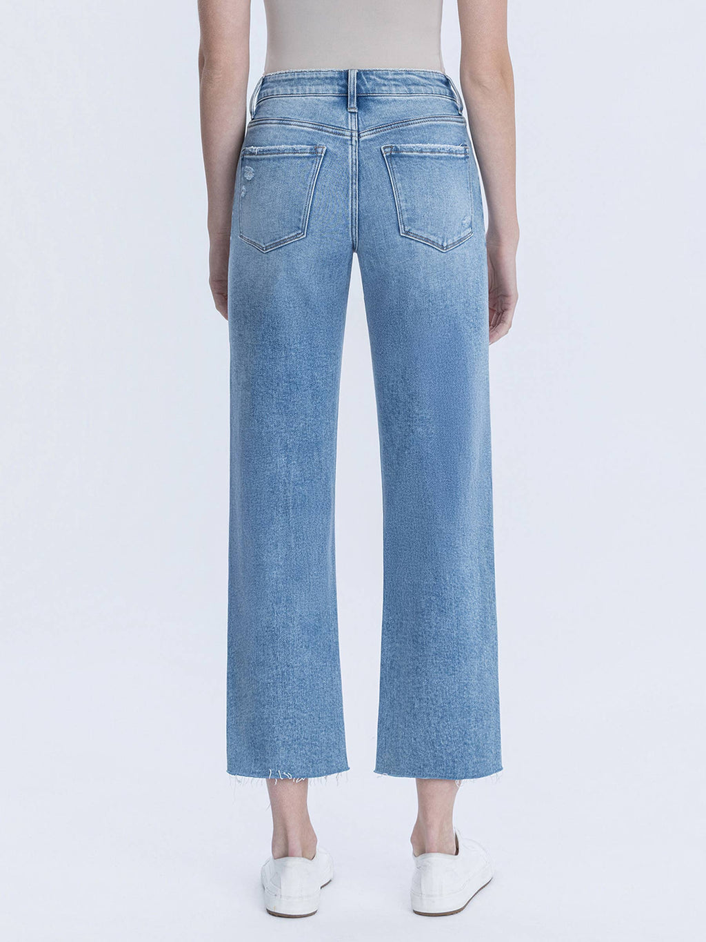 Peggy High Rise Raw Hem Crop Slim Wide Jeans