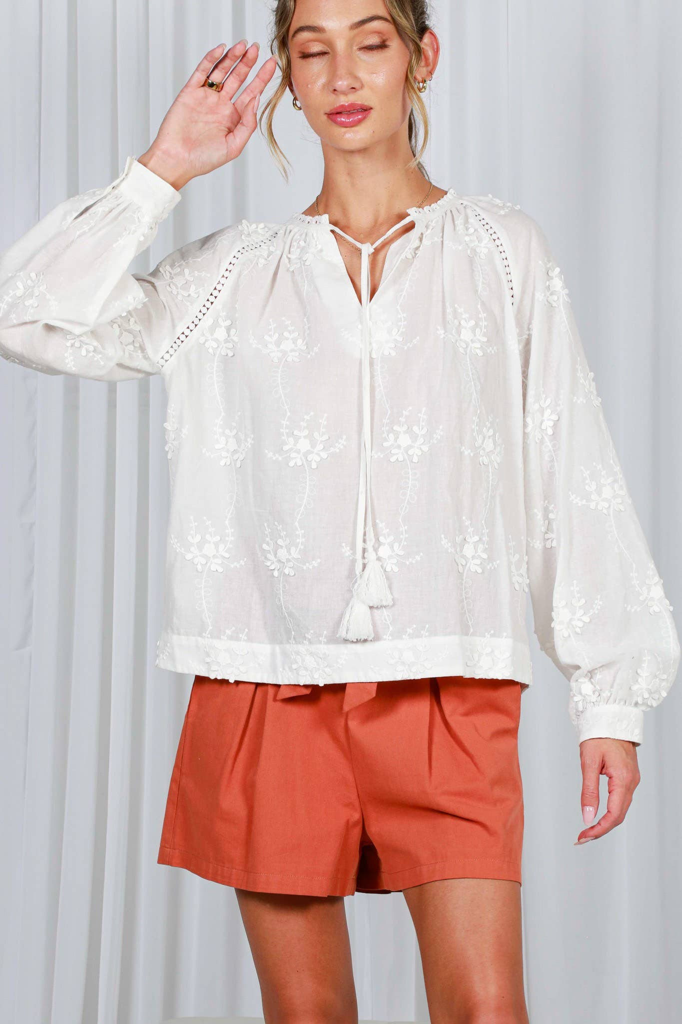 The Ciara 3D Floral Embroidered Top