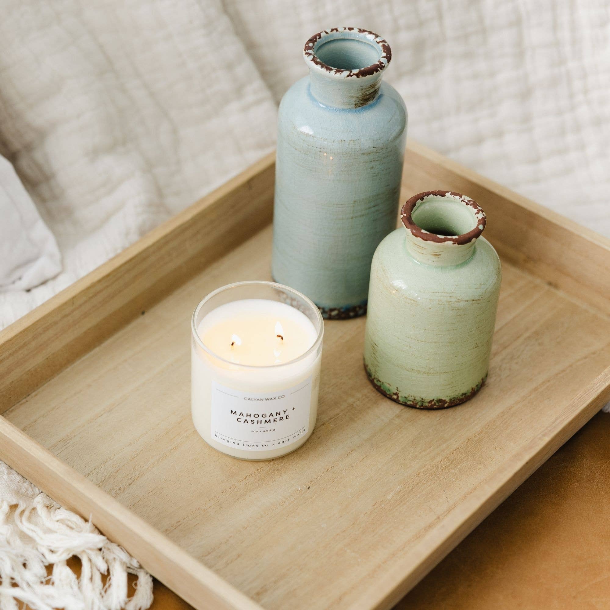 Mahogany + Cashmere - Glass Tumbler Soy Candle