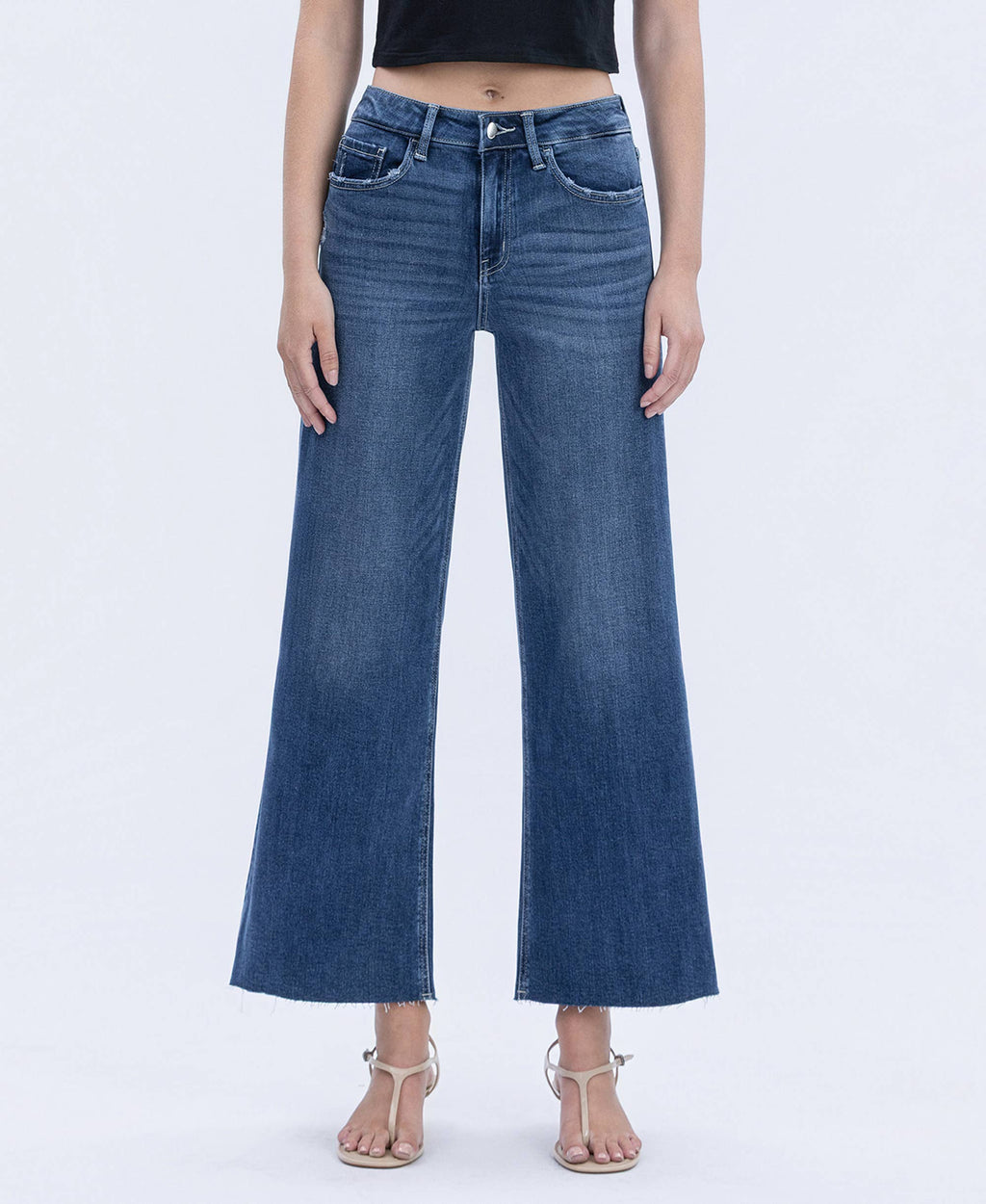 Interlude High Rise Raw Hem Wide Leg