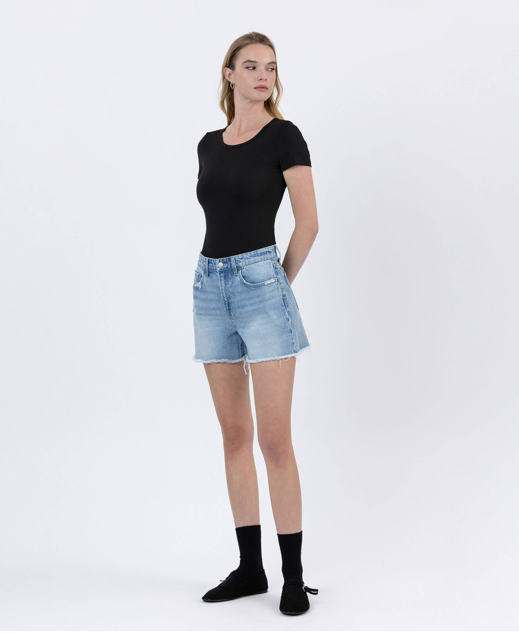 High Rise Boyfriend Denim Shorts
